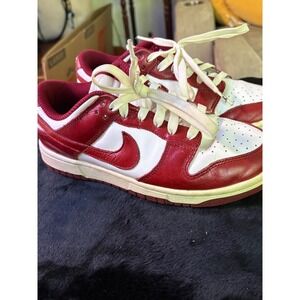 Nike Dunk Low Team Red White Leather Sneakers FJ4555-100 Womens 7.5